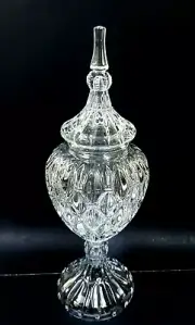 NEW MONUMENT BOHEMIA APOTHECARY DISPLAY GLASS CRYSTAL HUGE T UNIQUE JAR 21"H