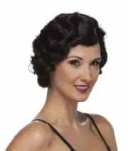 ROARING 20S FINGERWAVE FINGER WAVE FLAPPER GATSBY COSTUME WIG ABBEY ROXIE BLACK