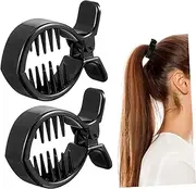 CLISPEED 2pcs Black Round Toothed Hair Claw Clips for Updo and Ponytail Styles Strong Tension Fish Tail Holders for Parties and Everyday Wear