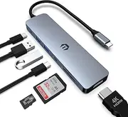 Oditton 7 in 1 USB C HUB, Laptop Hub Adapter with HDMI, 100W PD Charger, 3 x USB 3.0 Ports, SD and Micro SD Card Reader, Compatible for USB C Laptops Dell XPS/HP/Surface and Other Type C Devices