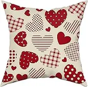 Valentines Day Pillow s - 18X18 Inch Soft Love Cushion with Love Heart Print - Farmhouse Cushion Decor, Decorative Pillow s for Wedding Valentines Decor