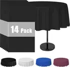 round Tablecloth Disposable 14-Pack 84 Inches round Plastic Table Cloth Black fo