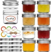Small Mason Jars, 8 Pack 4Oz Glass Mason Jar with Regular Lids, Mini Canning Jar