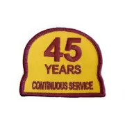 Vintage 45 Years Continuous Service Fire Department Patch