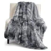 Soft Throw Blanket for Couch, Fluffy Fuzzy Throw (50" x 60") Tie Dye Grey