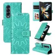 For Samsung Galaxy Z Fold4 5G Sunflower Embossed Leather Phone Case