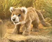 Folkmanis Lion Cub Hand Puppet Brown Tan White Cat Stuffed Animal 3yrs+ NEW