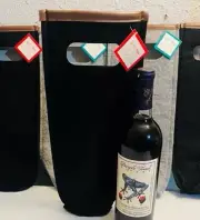 22 Felt Wine Gift and/or Travel Bag Bundle Reinforced Handle Black & Grey