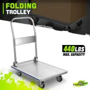 29 X 18.5 X 32in Adjustable 440lbs Silvery Platform Hand Truck Trolley 4 Wheels