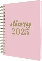 Collins Scandi 2025 Diary - A5 Day to Page Journal with Appointments - Pink - (E-PW51.50-25) - Daily Planner with Hardback Wiro-Bound Covers and Recycled Paper