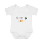 Bitcoin Baby Bodysuit "All I want for Christmas" Cute Infant Crypto Outfit