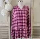 Lane Bryant flannel plaid peplum half button pullover tunic, plus size 18