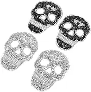 [WRITWAA] 4pcs Skull Skull Sew on Clothing Patch Iron on Skeleton Patch Repairing Badge Applique Clothing Repair Decoration Skeleton Head Applique Plastic