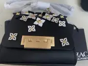 ZAC Zac Posen Eartha Mini Chain Leather Crossbody Bag [Black] NWT