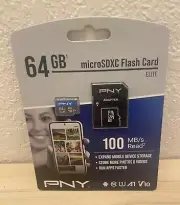 Three PNY 64 GB MicroSDXC Flash Card Elite