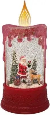 Regency International 10" LED B/O Timer Santa/Candle Water Globe USB