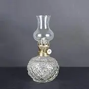 Lamp Oil Smokeless Odorless Indoor Clear Glass Lampshade Adjustable Switch Kerosene Lamp Lantern with Wick-Transparent 13.78 inch/35cm,Oil Lamp for Indoor Use/232