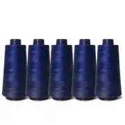 5x Navy Sewing Overlocker Thread - 2000m Hemline Polyester Overlocking Spools