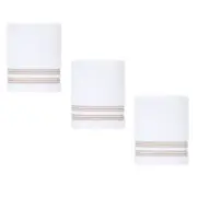 3 new Nestwell 100% Hygro Cotton 30x54" BATH TOWELS - WHITE w/ TAN Stripes