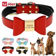 Personalized Dog Collar Soft PU Leather Puppy Cat Bowknot Anti-lost ID Collars