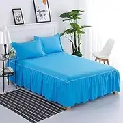 Bed Valance Skirt, Pink Grey Bed Skirt Wrap Bed Skirt Valance Double/Single Bed Cover Skirt King Size Bedspread Protector Bed Sheet with Split Corners Mattress Cover Non-Slip Cotton