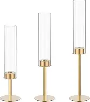 3Pcs Candlestick Stand, Tall Candle Holder Set, Gold Decor With 3 Heights for Weddings, Dining, Party