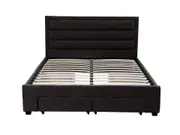 King Greta Fabric Bed Frame Base with Storage Drawer-Charcoal