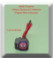 Lot 10 Kits 2 Wires Electrical Connector Pigtail Wiring Harness Multi Purpose