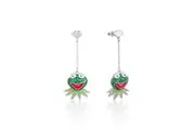 Couture Kingdom Disney the Muppets Kermit Frog Crystal Drop Earrings 60mm Silver