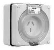Clipsal 56-SERIES SURFACE SOCKET 250V 20A 2-Pole 3-Pin Flat, Auto Switched GREY