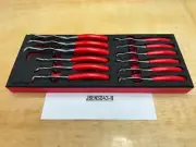 Snap-on Tools USA NEW RED 12pc Master Snap Ring Pliers Foam Set SRPCR1200FR
