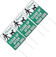 3Pcs No Pooping Dog Signs for Double Sided Clean Up After Your Dog Warning Signs Durable Lawn Sign with Stake Attention Grabbing Outdoor Pet Waste Reminder