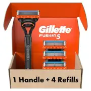 Gillette Fusion5 Razors for Men 1 Razor 4 Blade Refills Lubrastrip for a More...
