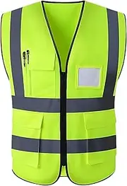 EZONEDEAL Reflective Safety Vest High Visibility Class, Zip Vest Pocket High Visibility Yellow Mesh Safety Vests Reflective With pockets & zipper, Hi-Vis clothing For men & women, Hi-Vis Shirts
