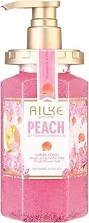 AILKE Peach Elf Perfume Shower Gel, Magic Snow White Silky Scrub Body Wash, Smooth & Brightening Skin, Clean Stains, Natural Fragrance, For Women, Men, 500 ml