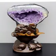 6.52kg Natural Amethyst Geode hole Crystal Geode hole Amethyst Stand decor gift