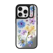 iPhone 16 Pro Mirror Ring Stand Case MagSafe Compatible Pressed Floral