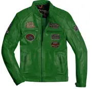 HolyFreedom Zero Evolution Motorcycle Leather Jacket, green, Size 3XL for Men