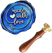 MNYR Made with Love Heart Wax Seal Sealing Stamp Kit Ideal for Mother's Fathers Day Valentine Decorating Gift Packing Envelope Parcel Card Letter Wedding Invitation Monogram Wax Seal Stamp