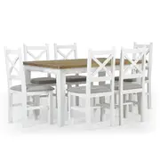 Leura Belle Rustic 6 Seater Rectangle Dining Table and Ashton Chairs Setting - Dining Settings