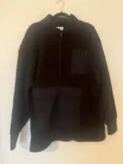 Aerie Offline Womens Medium Black Quarter-Zip Pullover Sherpa Pocket Jacket NEW