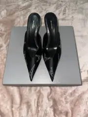Balenciaga Crystal Eiffel Tower Mule Heels Size 36