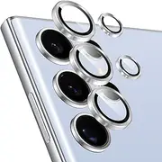 Camera Lens Protector for Samsung Galaxy S22 Ultra, Shatterproof Ultra HD Individual Lens Protectors, 9H Ultra-tough Tempered Glass with Aluminum Rim, Ultra-thin, Silver