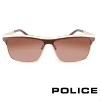 在飛比找momo購物網優惠-【POLICE】修飾小臉金屬上框太陽眼鏡(咖啡金-POS86