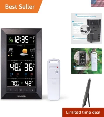 Meteorologist's Choice: Atomic Clock Weather Forecaster with Sensors - Black