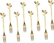 COLLBATH 8pcs Golden Stainless Fruit Forks Elegant Dessert Picks for Appetizers Cakes Seafood and Cocktails for Home Parties and Gatherings