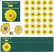 [KQDFRSWEW] 30 Sets Sunflower Christian Pins on Card Bulk Religious Bible Verse Church Gifts for Women faith Lapel Pin with Cards for Sunday School Party Favor, Small, Metal, no gemstone
