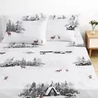 BYSURE Cabin Printed Christmas Sheets 6 Pieces Set (Queen Size, Winter Cabin)...