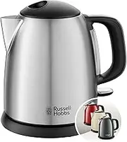 Russell Hobbs Adventure 24991-70 Kettle [1.0 L] Stainless Steel (2400 W, Quick Boil Function, Removable Limescale Filter, External Water Level Indicator, Small Travel Kettle)
