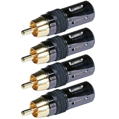 4 Pcs RCA Male Plug Audio Video Cable Connector Adapter Solder Type Gold Plated